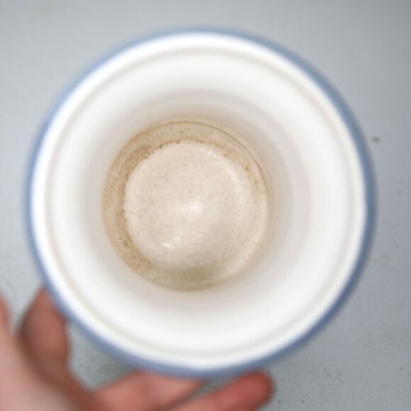 Vintage Stoneware Pottery Vase Jack Westlin Style Blue White Abstract Floral - Picture 8 of 11